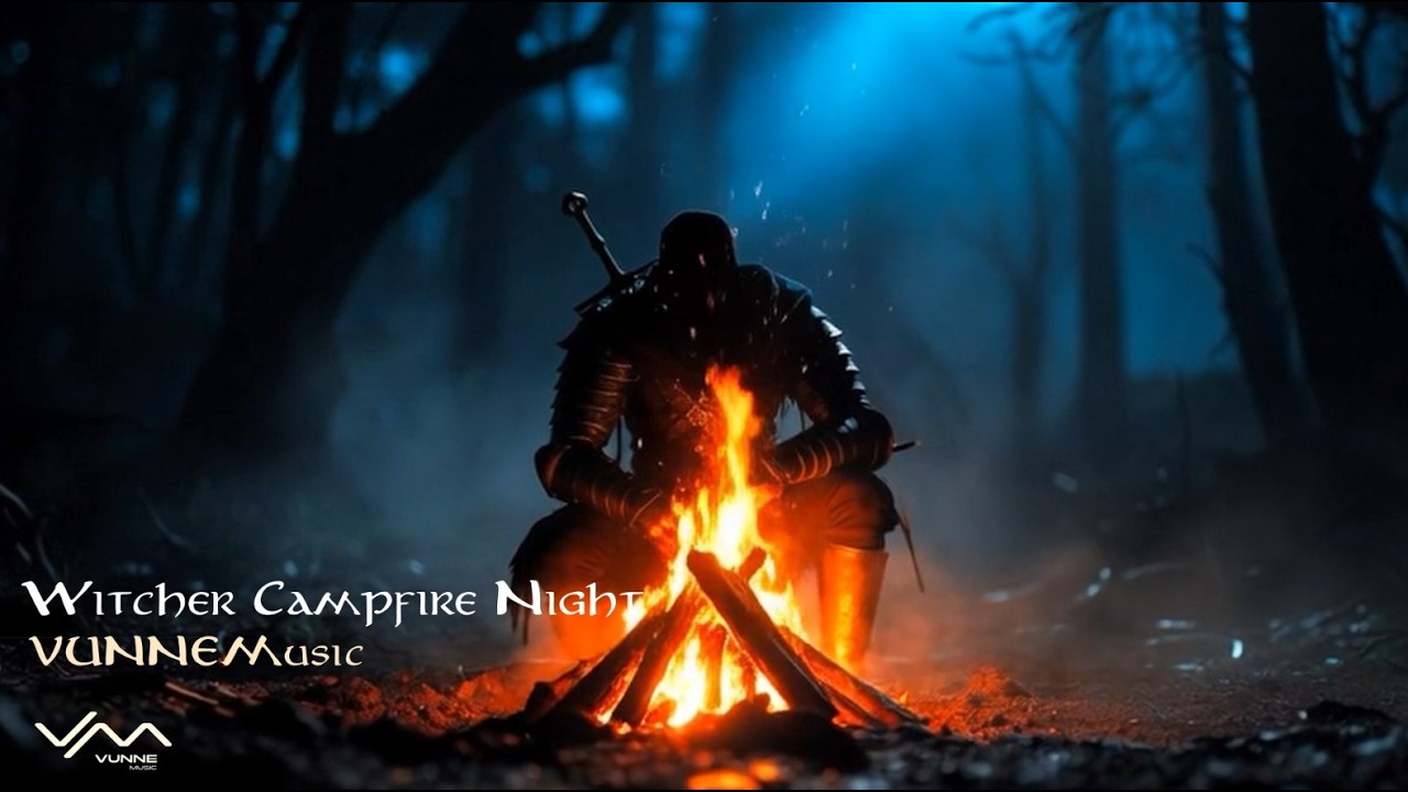 Witcher Campfire Night 🌲 Dark Fantasy Ambient Music for Study, Focus & Sleep