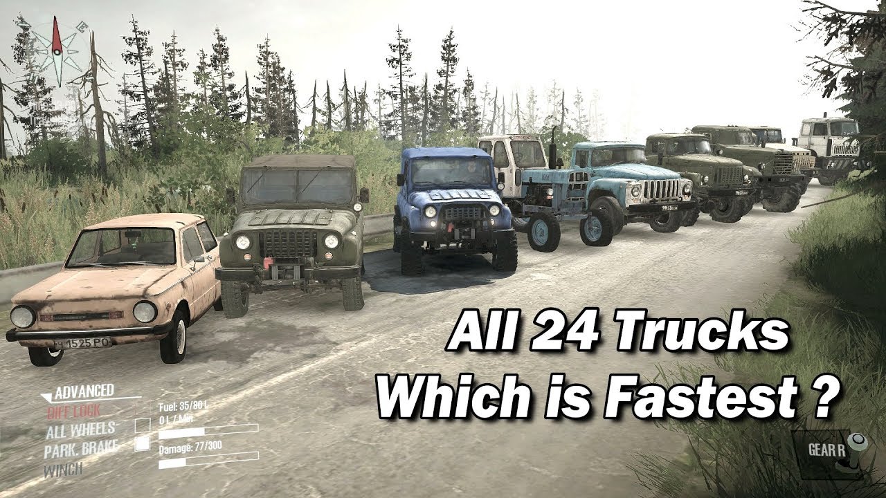 Spintires Mudrunner Fastest Truck on Road | All 24 Vehicles