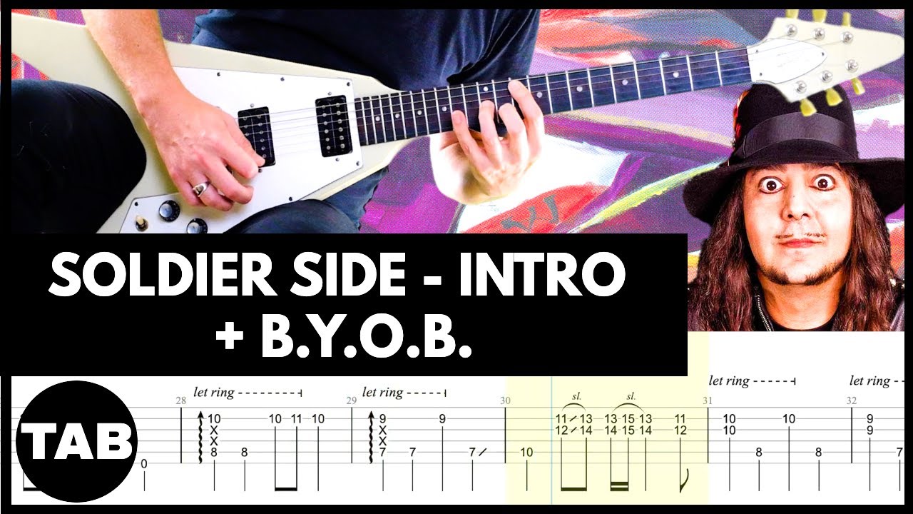 SOLDIER SIDE - INTRO + B.Y.O.B. System Of A Down Guitar TAB | Lesson | Tutorial | Cover