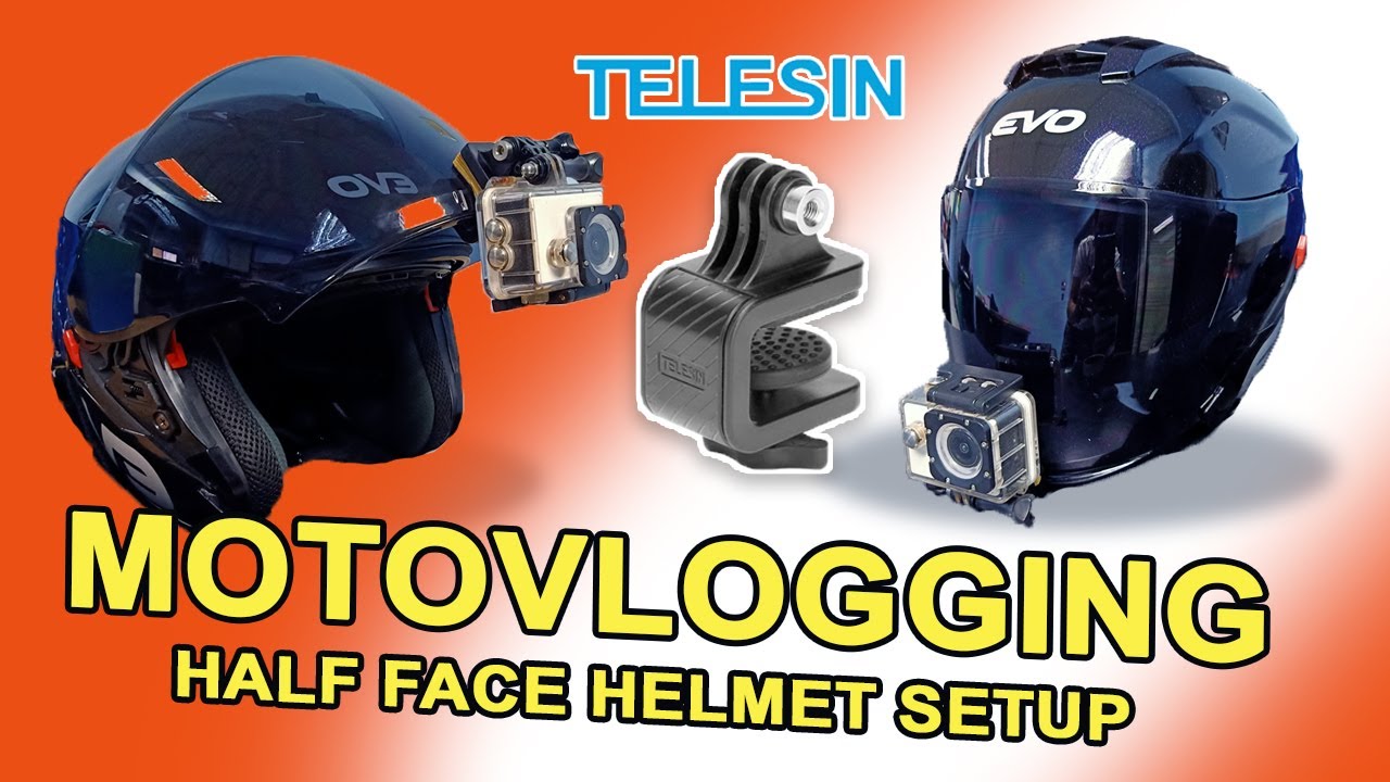 HOW TO MOUNT ACTION CAMERA ON HALF FACE HELMET 2020 USING TELESIN SKATEBOARD CLAMP
