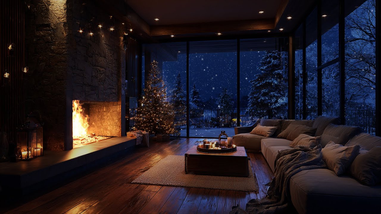 Gentle Snowfall & Firelight ❄️ A Serene Winter Soundscape for Deep Focus and Rest