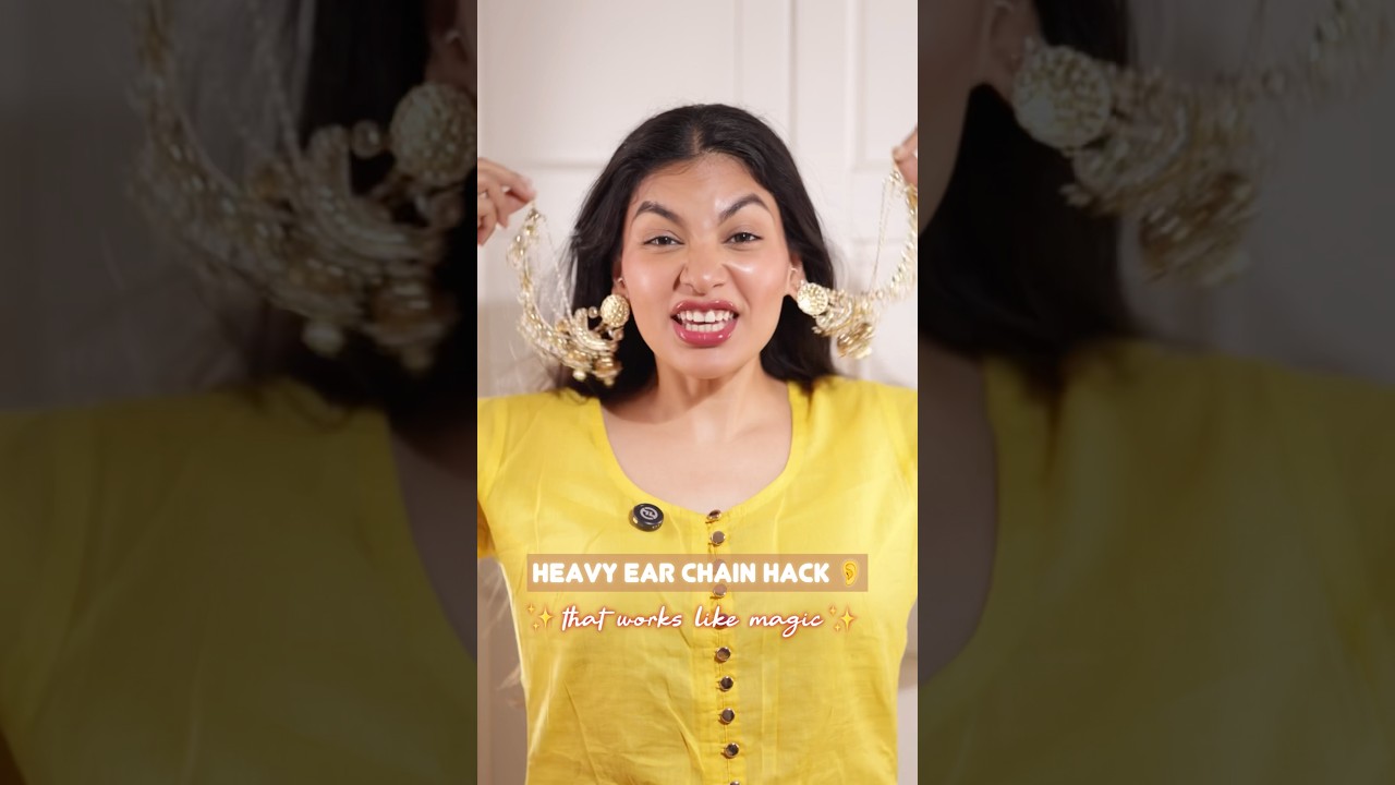 Best hack for heavy ear chains 😍 #durgapuja #hacks #shortvideo