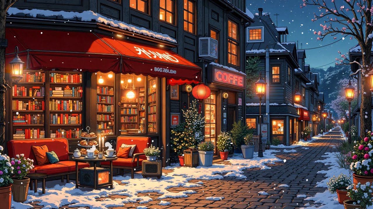 Winter Coffee Street ☕ Cozy Lofi Cafe Ambience for Work, Study & Chill ❄️ [ Lofi Hip Hop ]