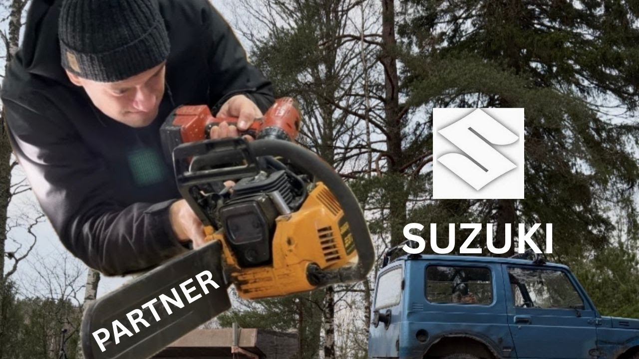 Sahan huoltoa & Suzuki +metsäkärryllä oksien siirtoa