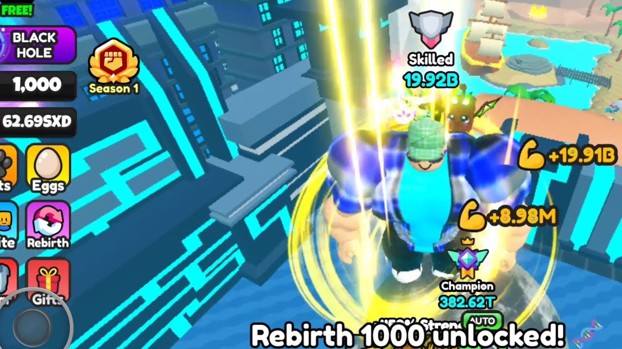 I reach 1000 rebirths in Push-Up Training Simulator Roblox