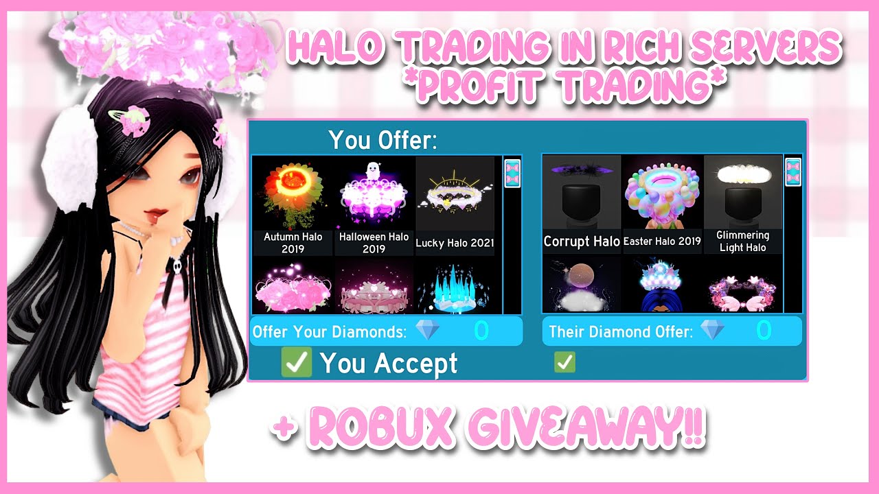 Halo trading in rich royale high servers + *ROBUX GIVEAWAY* (Royale High Roblox)