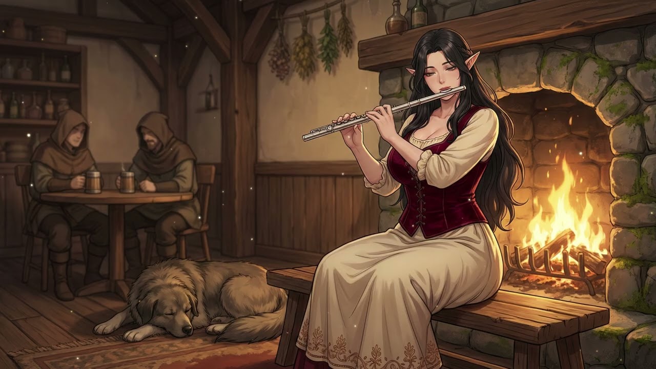 Warm Fantasy Tavern Ambience | Soothing Medieval Bard Music for Focus & Study