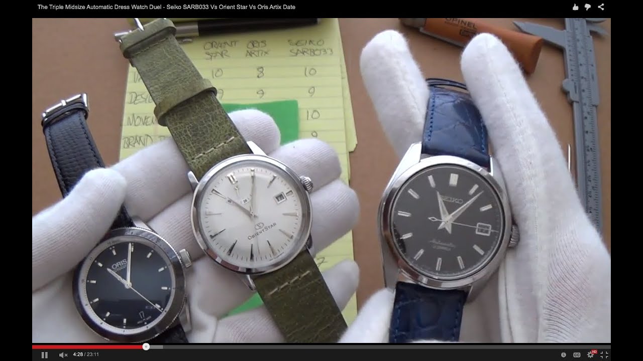 The Triple Midsize Automatic Dress Watch Showdown - Seiko SARB033 Vs Orient Star Vs Oris Artix Date