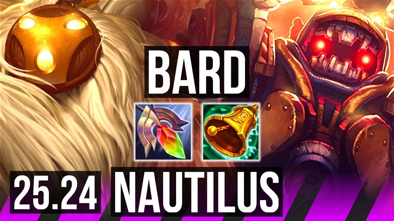 BARD & Jhin vs NAUTILUS & Miss Fortune (SUP) | KR Master | 25.24
