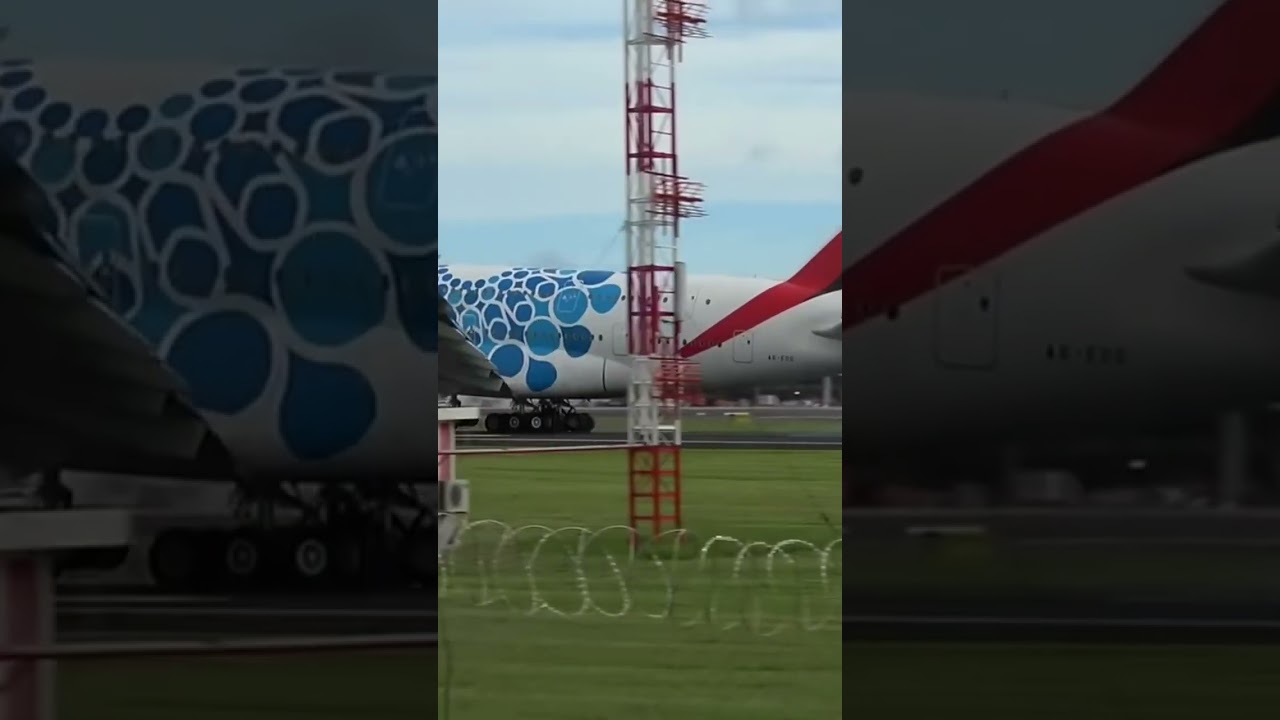 Fly Emirates A380 blue 2020 landing 