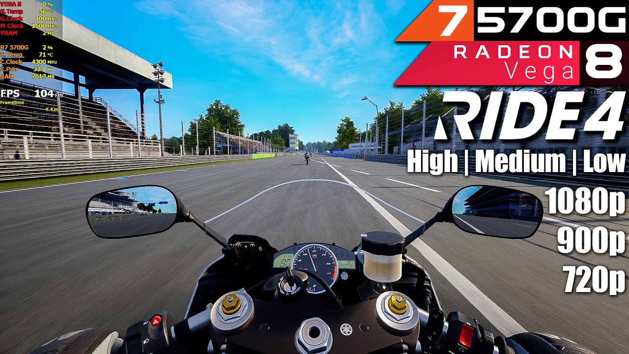 RIDE 4 - Ryzen 7 5700G + Vega 8 2GB | 1080p 900p 720p | High Medium Low