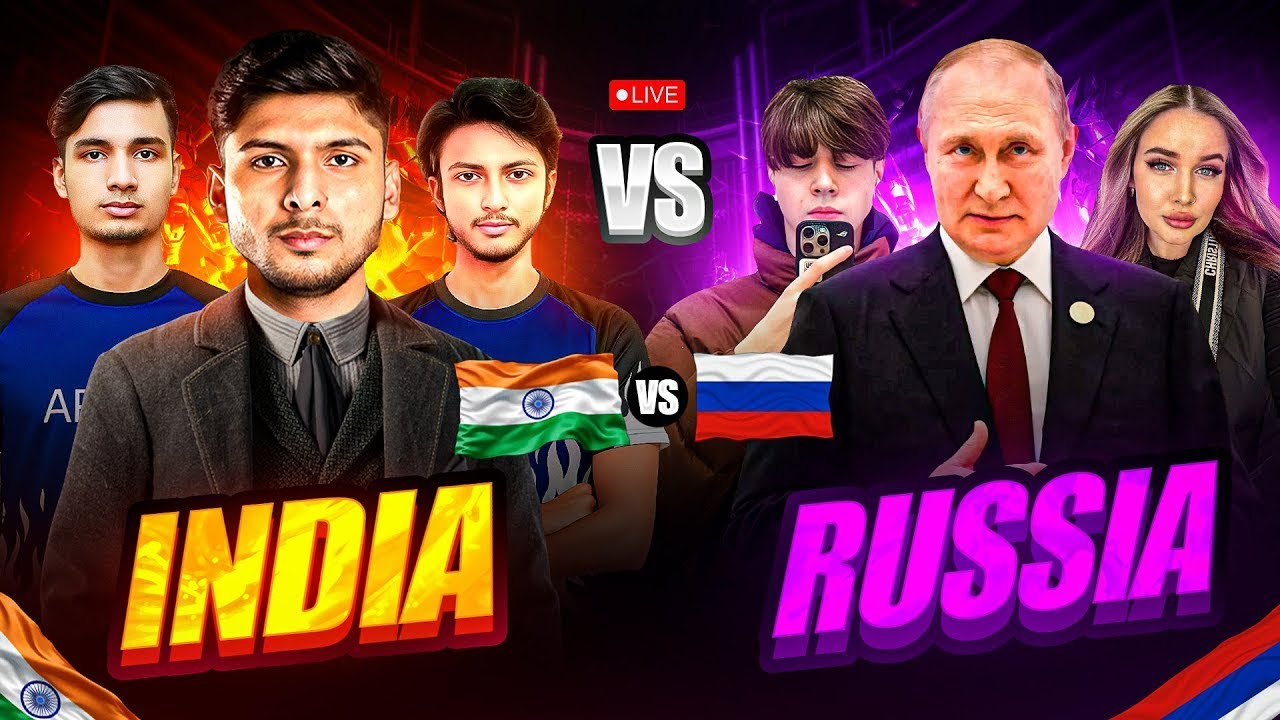 INDIA 🇮🇳 vs RUSSIA 🇷🇺 🔥💀 || FT- VILLAN, SMOOTH, AYAAN, SYFER #nonstopgaming #freefirelive