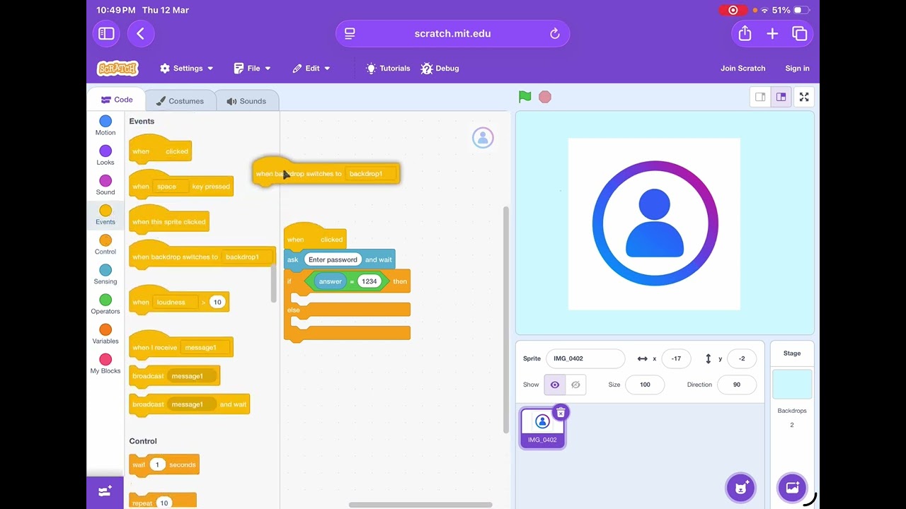 How to create a password system in scratch