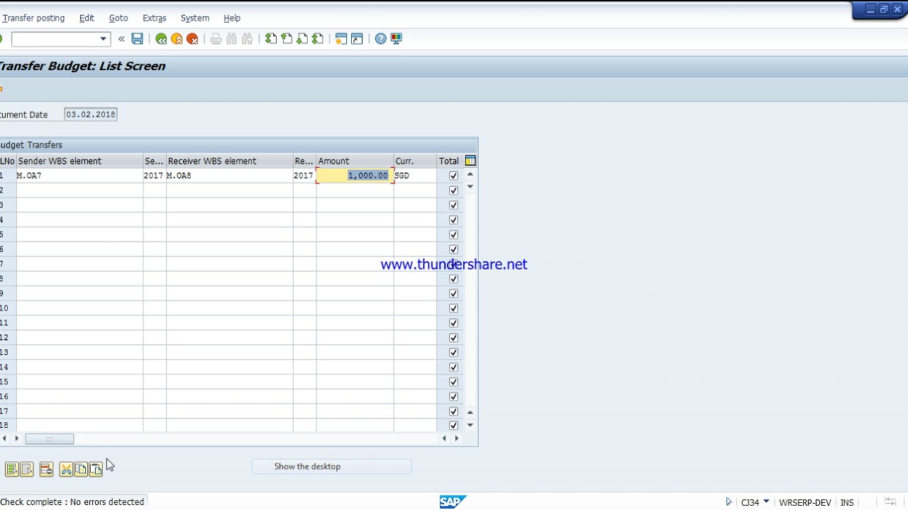 CJ34 Budget Transfer in sap ps
