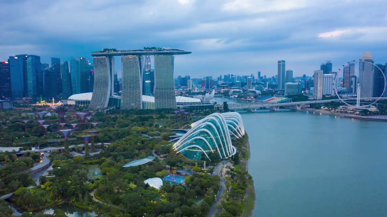 aerial view hyperlapse 4k video of singapore city skyline