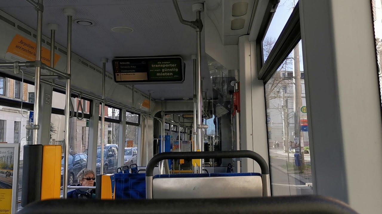 Straßenbahn mitfahrt Leipzig Linie 11 von an der Märchenwiese bis Connewitz Kreuz