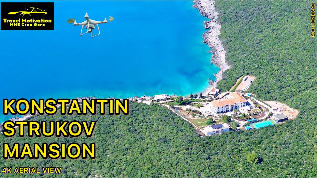 Vila Konstantina Strukova sakrivena na Luštici Snimak Dronom - Konstantin Strukov Mansion Luštica