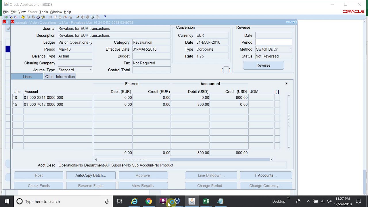 Training for Revaluation Process for foreign Currency transaction in Oracle R12 - Part 5