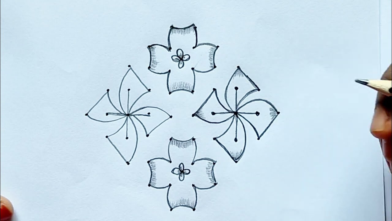 Kolam 189 | 9*1  flower kolam தை மாதக்  கோலம்   Thai Madam poo Kolam #thaimadhakolam