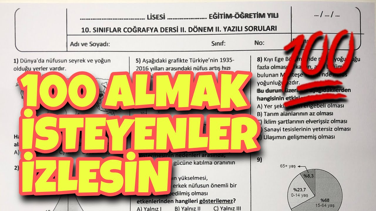10.Sınıf Coğrafya 2.Dönem 2.Yazılı
