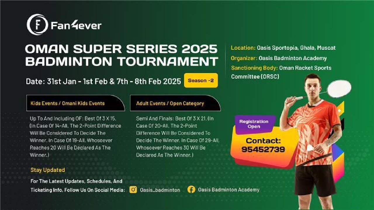 OMAN SUPER SERIES 2025 BADMINTON TOURNAMENT SEASON 2 - BS U19 (Round 1)