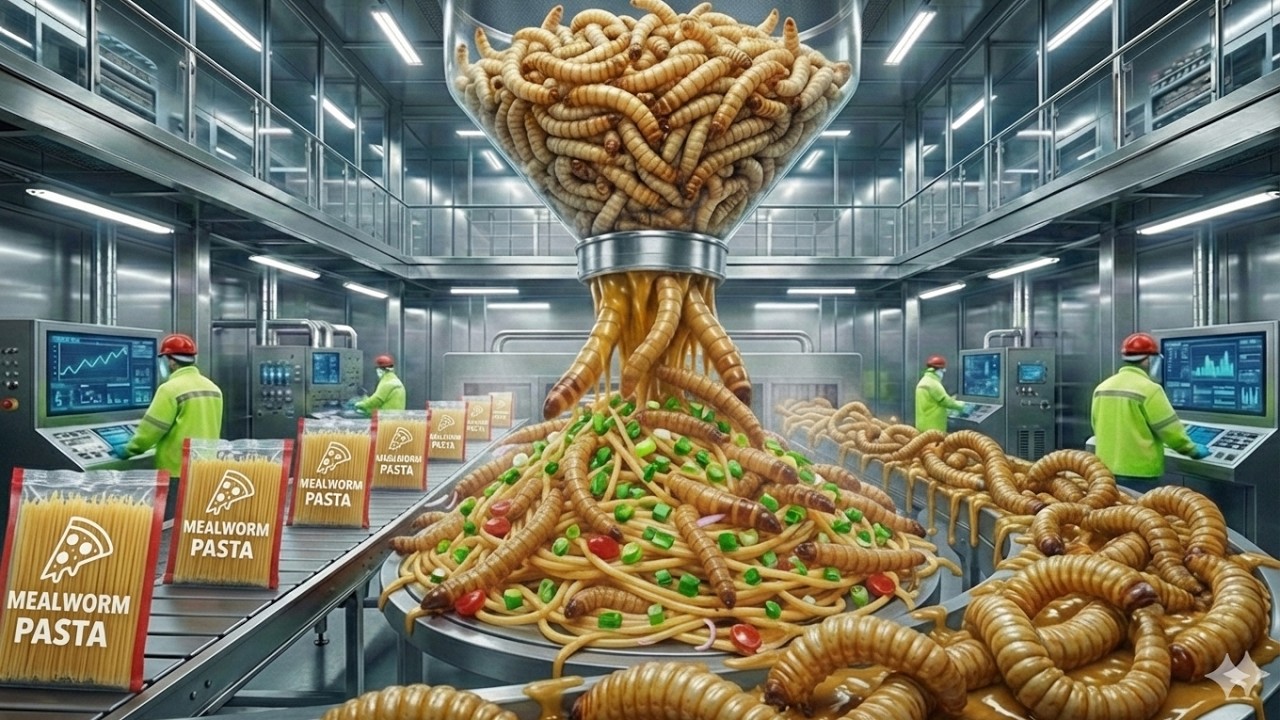 Inside the Mealworm Factory | From Mealworms to Protein Pasta (Full Process)