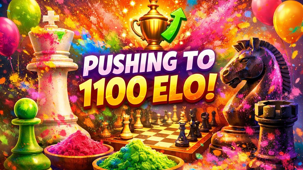 Chess live! Rank pushing to 1100 ELO on Holi #chess
