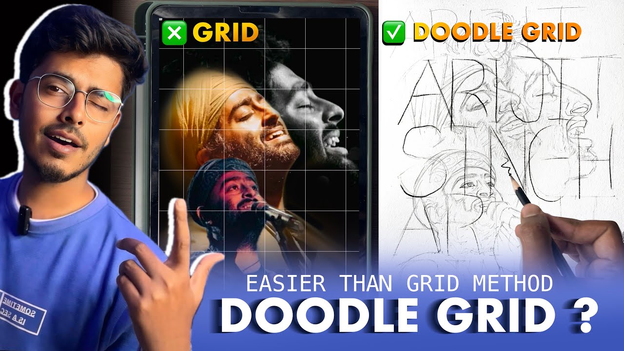 How to use DOODLE GRID ? 🫨Detailed most easiest Outline Drawing Technique