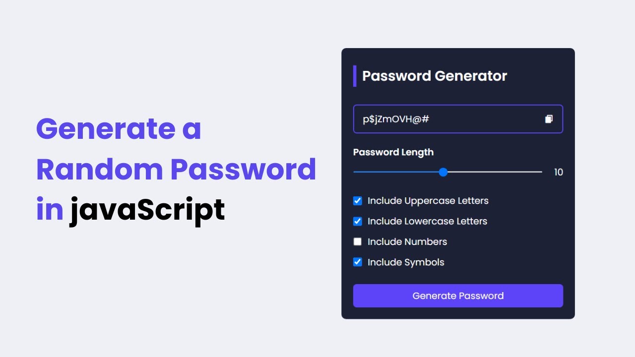how to build a password generator in javaScript