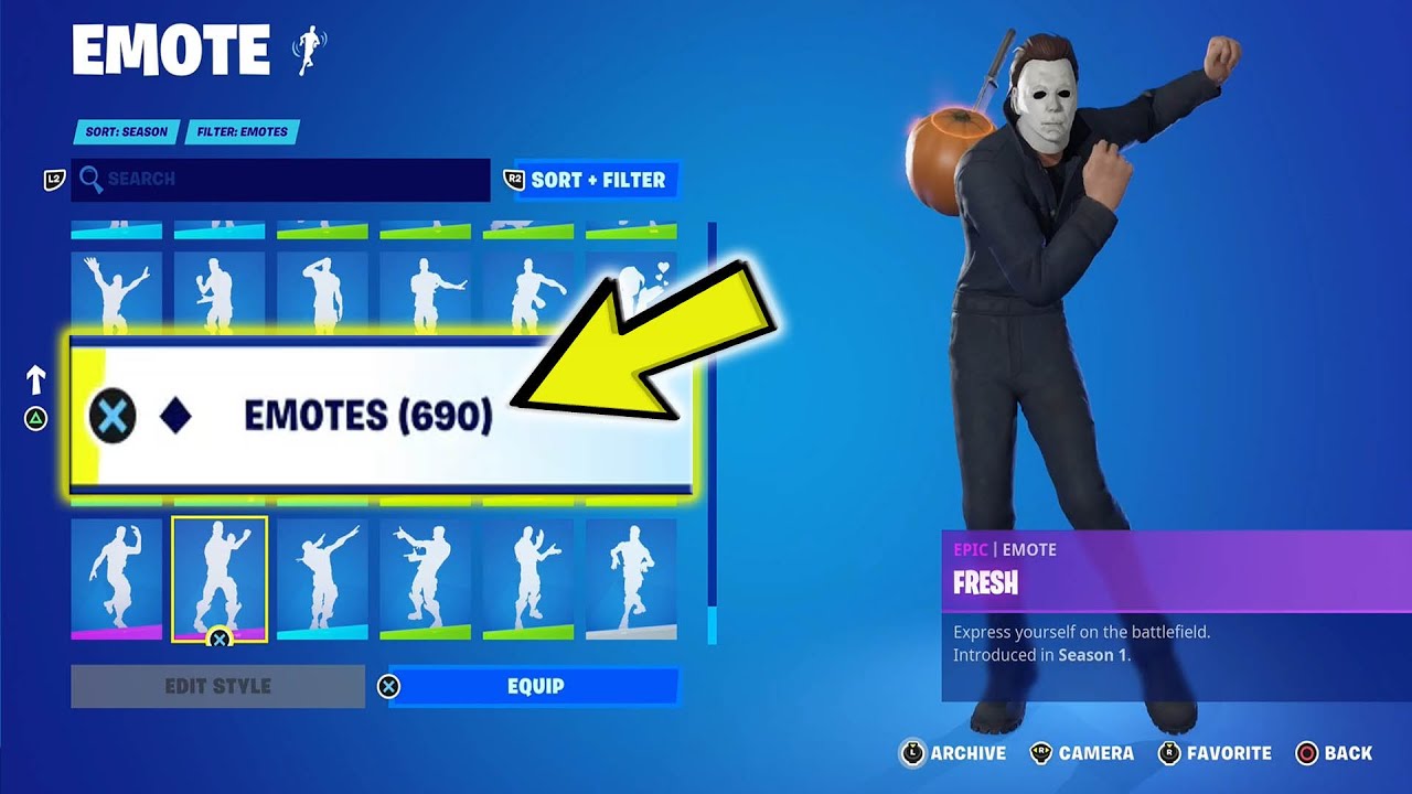 NEW Fortnite MICHAEL MYERS Skin Showcase With ALL 690 Emotes & Dances in My Locker Today