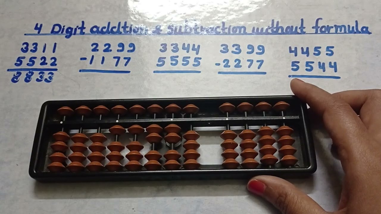 4 digit addition and subtraction without formulas on Abacus #4 digit addition and subtraction 