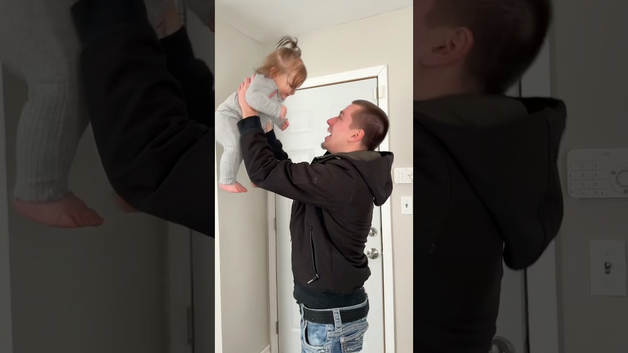 Babies reactions when their dad come home from work 🥰#baby #love #dad #family
