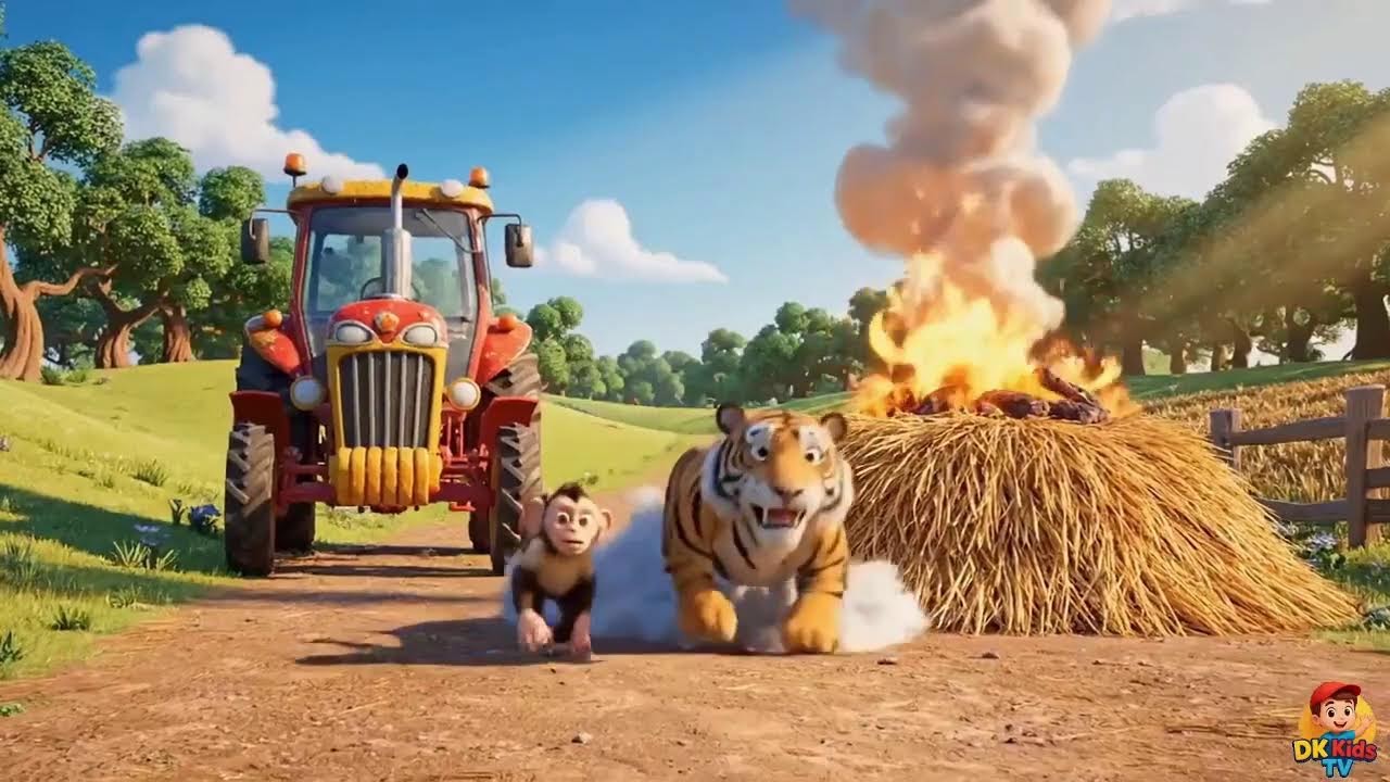 Monkey Funny Tractor & Farm Adventure 🐒🚜 | Full Movie Hindi Cartoon | Kids Farm Story Animation