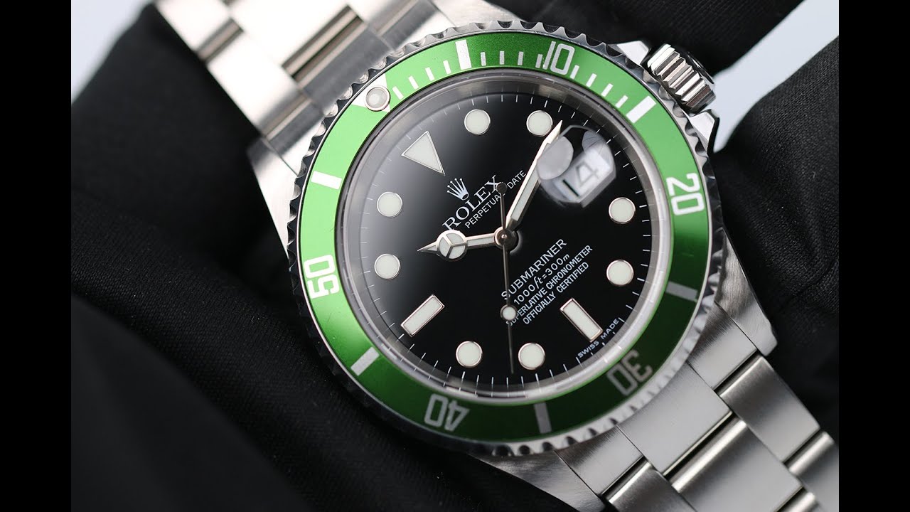 Rolex Submariner Date 16610LV kermit perfect full set like new &eacute;dition 2005