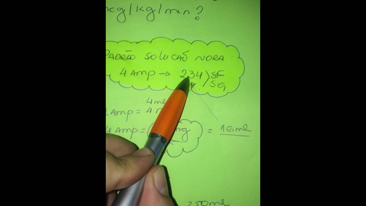 Fórmula para transformar ml/h em mcg/kg/min