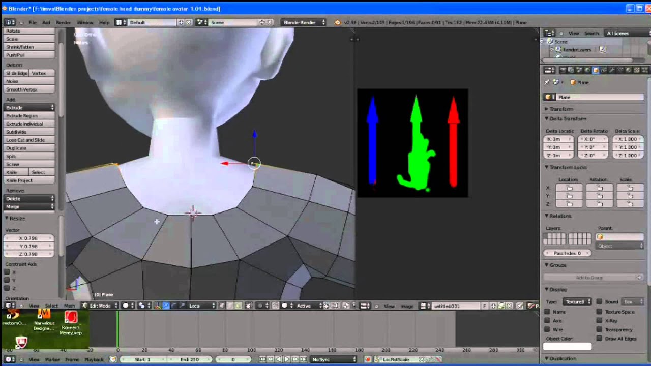 IMVU clothing mesh process in Blender, part 1 (see description)