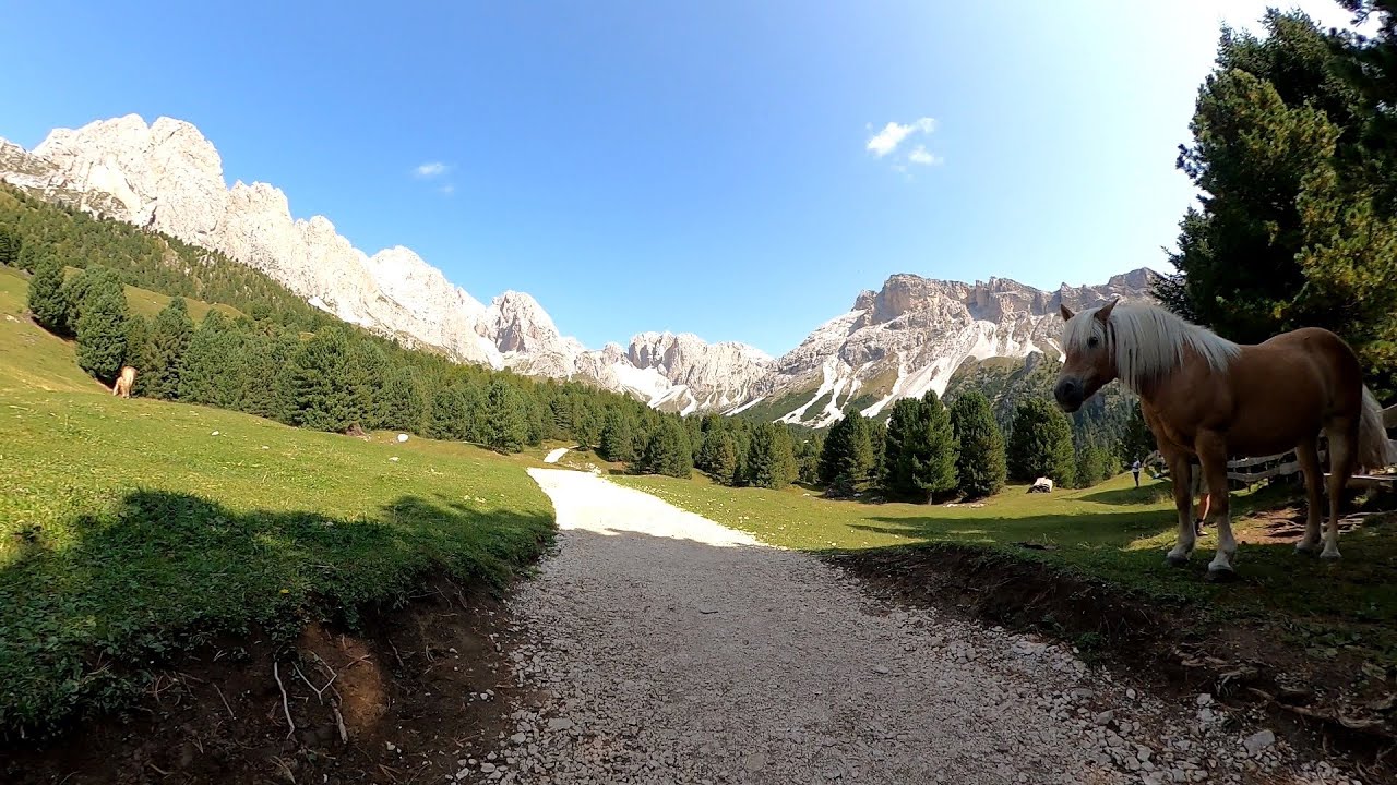 2 Hour Scenic MTB Virtual Cycling Workout Seceda Dolomites 🚵‍♀️🌞 Val Gardena Italy Ultra HD