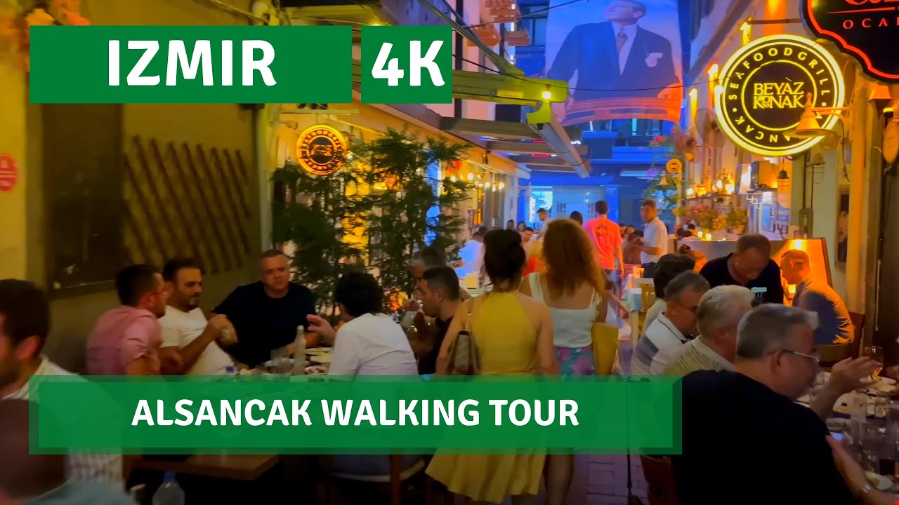 Izmir 2022 Nightlife Alsancak 9 July Walking Tour|4k UHD 60fps
