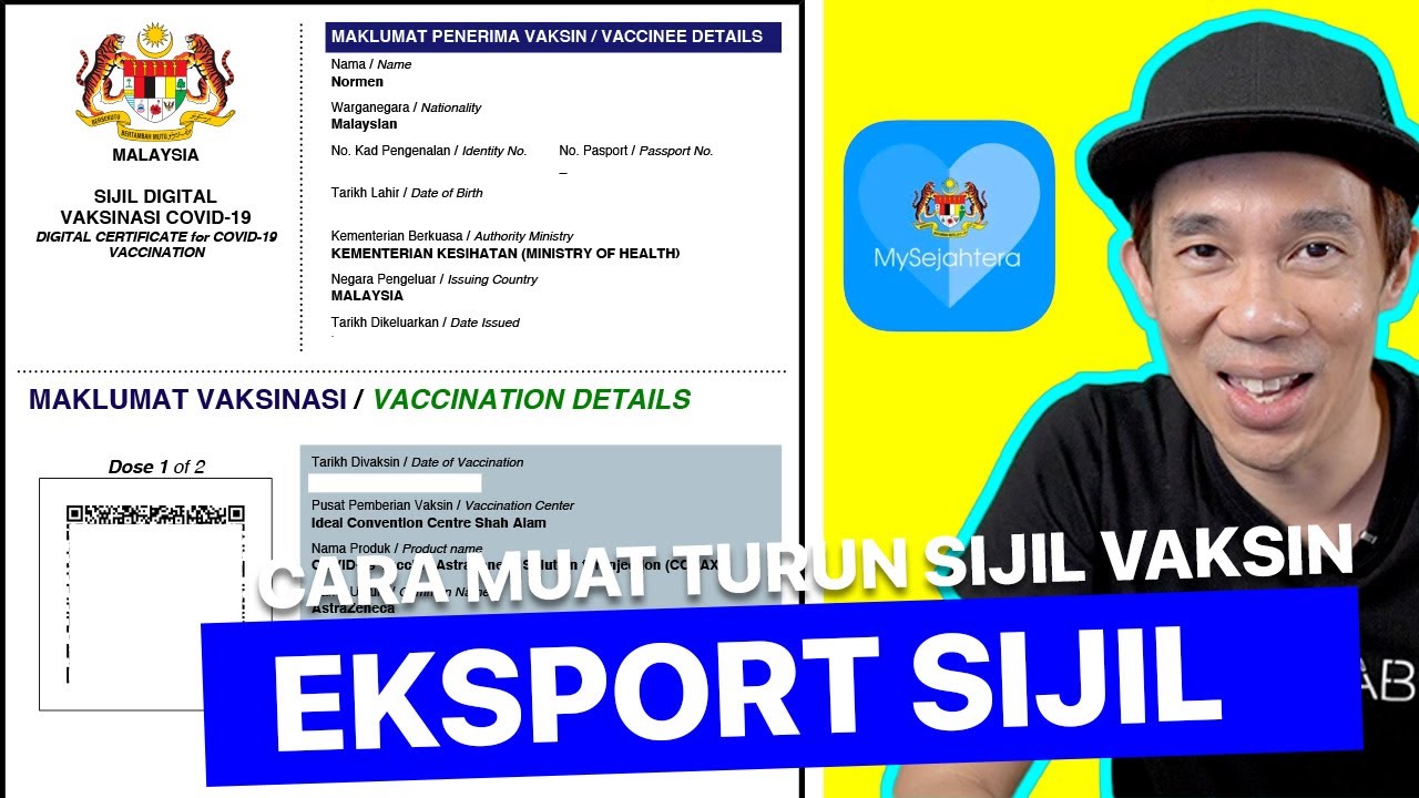 Cara rasmi export / eksport dan muat turun download Sijil Vaksinasi MySejahtera dalam format PDF