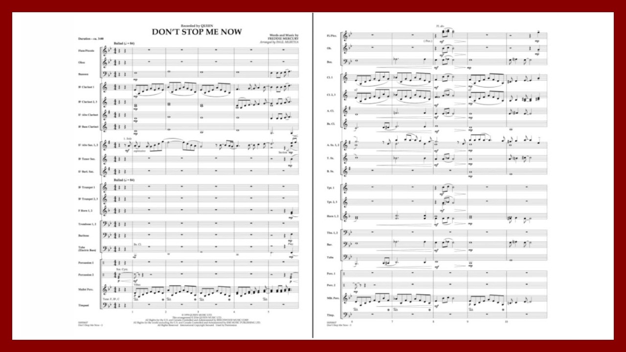 Don't Stop Me Now by Freddie Mercury/arr. Paul Murtha