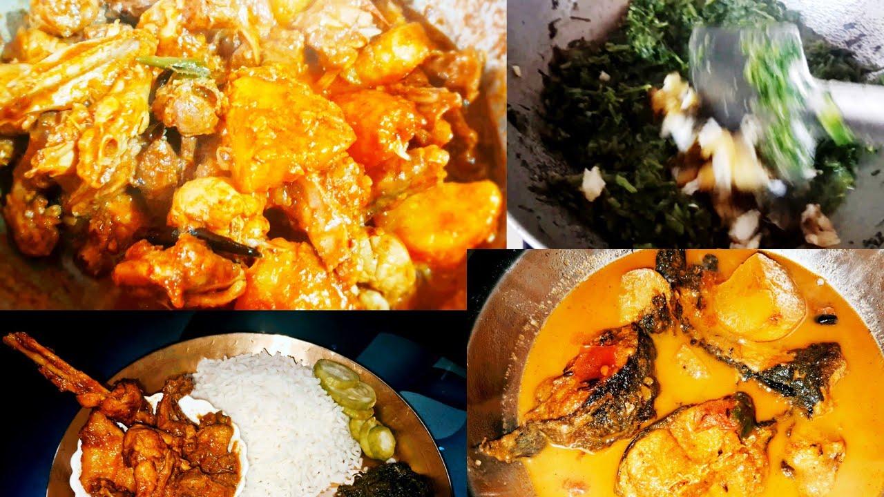 দুপুরের রান্না-দেশি চিকেন, মাগুর মাছের ঝোল। Desi chicken curry, catfish curry recipes.