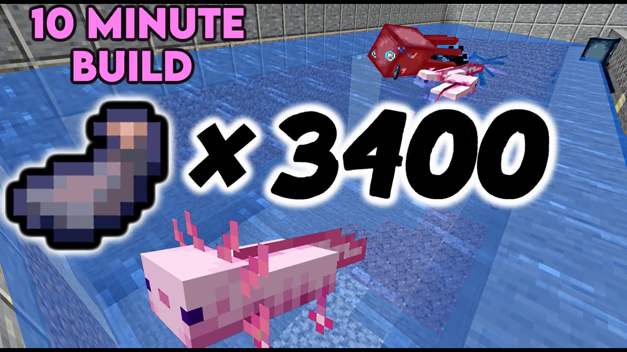 Axolotl- Easy Squid Ink Farm OR Fish Loot Farm! | Minecraft [tutorial]