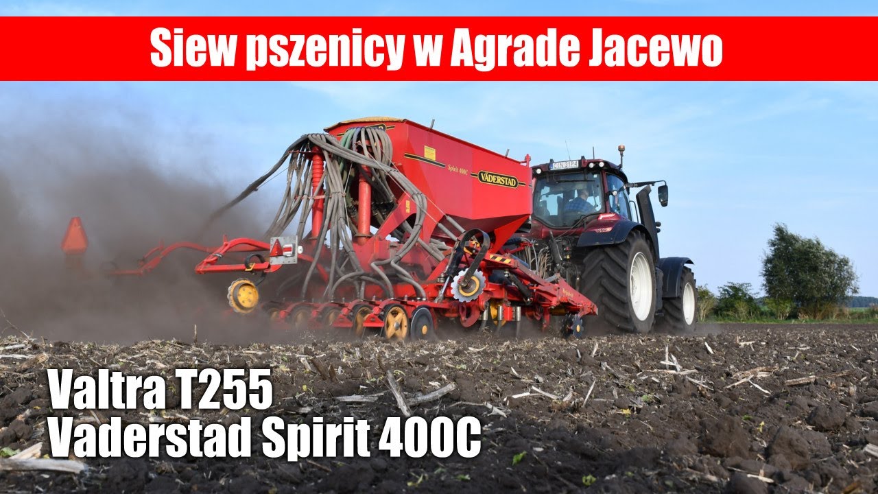 Valtra T255 z siewnikiem Vaderstad Spirit 400C - siew pszenicy w Agrade Jacewo