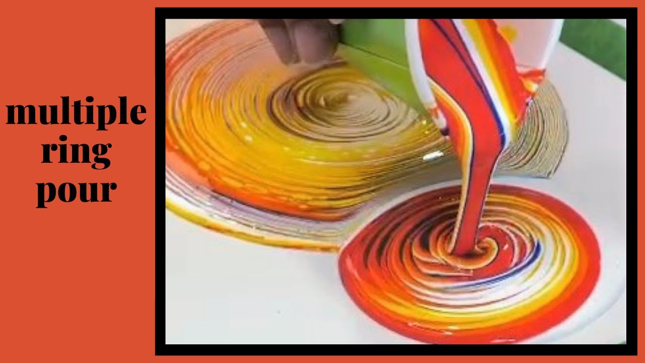 multiple tree ring pour - pouring acrylique technique