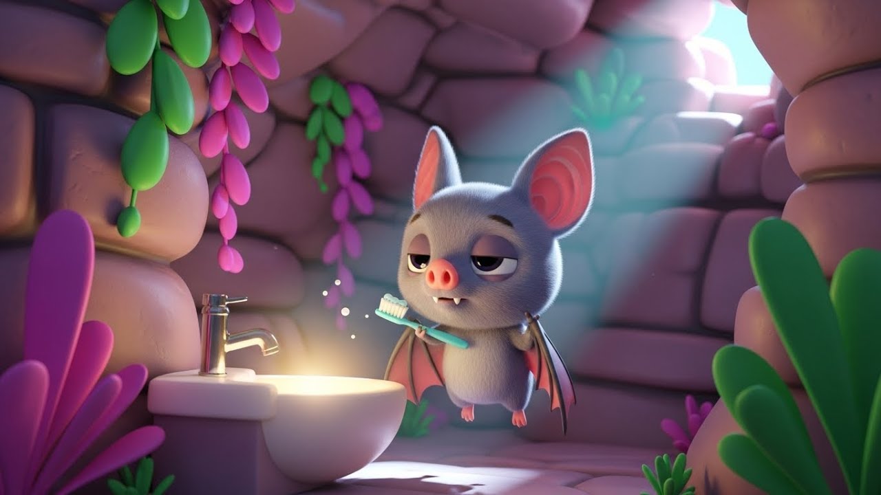 Сонная летучая мышь чистит зубы 🦇🪥😴 | Мультфильм для детей и полезные привычки