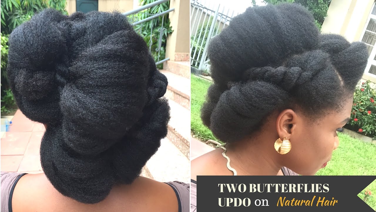 Two Butterflies Updo on Thick 4C Natural Hair
