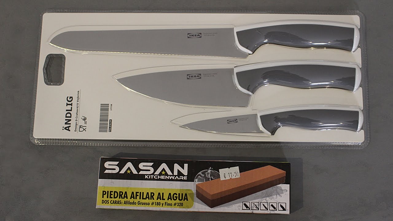 Afilando cuchillos de Ikea con piedras baratas