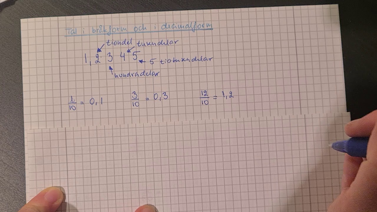 Omvandla tal från bråkform till decimalform