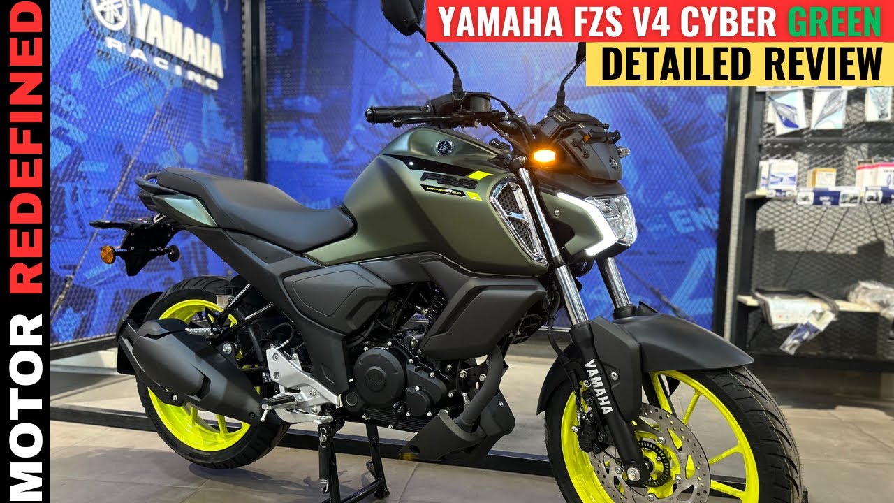 2024 Yamaha FZS V4 Cyber Green Color Detailed Review | On Road Price, Mileage & Exhaust Sound.