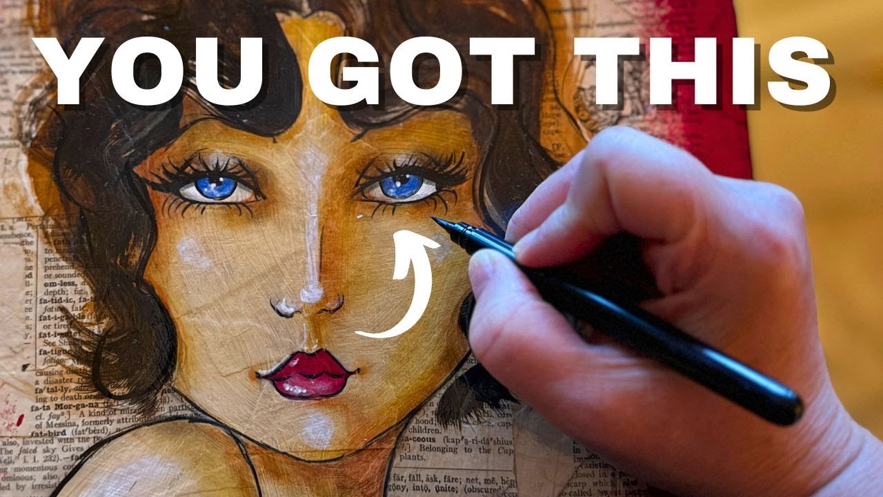 EASY Eyelashes on your WHIMSICAL Mixed Media GIRLS!